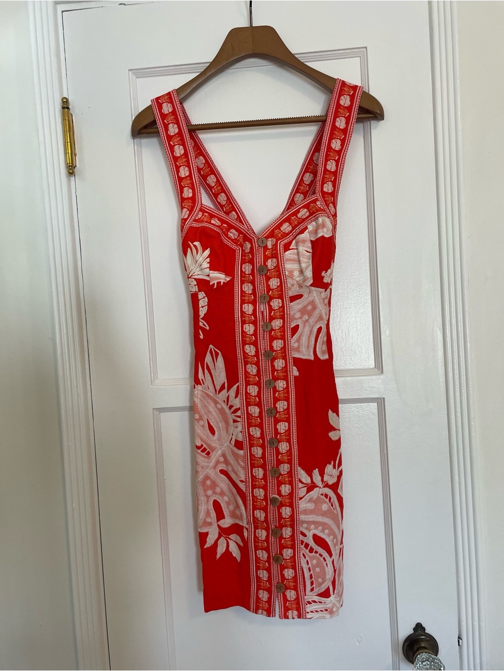Farm Rio Lace Monsteras Red Mini Dress